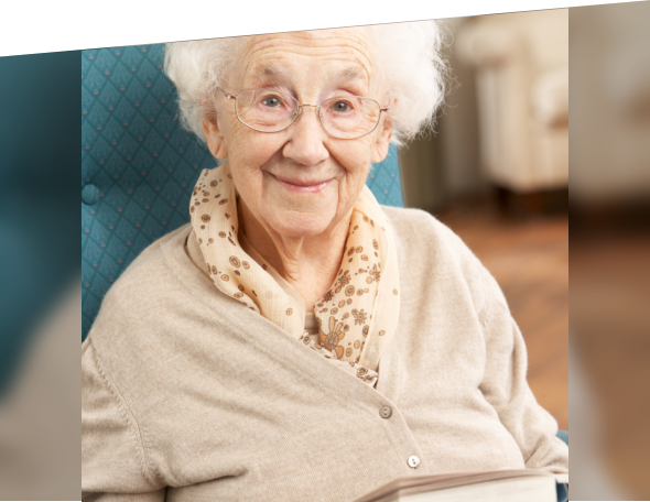 Female senior holding a book